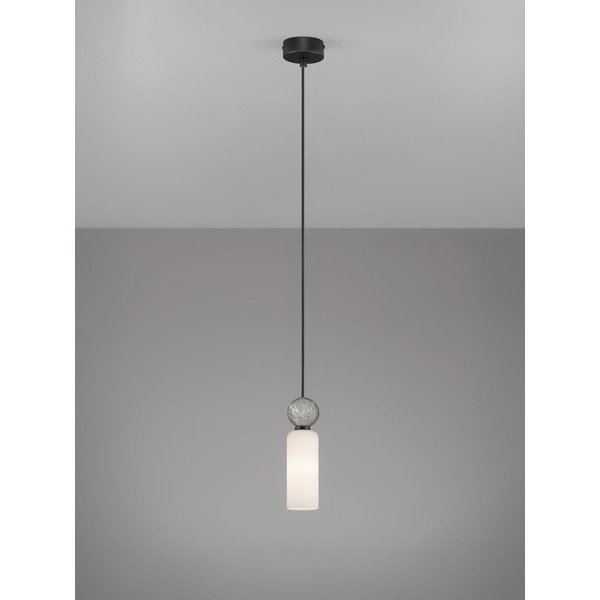 Mat črna lončena viseča svetilka s steklenim senčilom ø 6 cm Filomena – Nova Luce-image-4