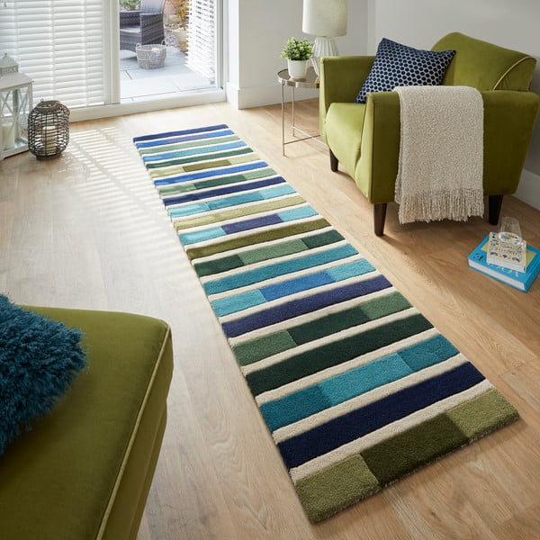 Zelena volnena preproga 230x60 cm Piano - Flair Rugs-image-1