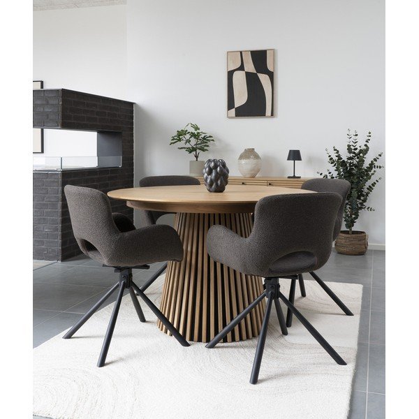 Rjavi oblazinjeni jedilni stoli v kompletu z nasloni za roke 2 ks Amorim – House Nordic-image-1