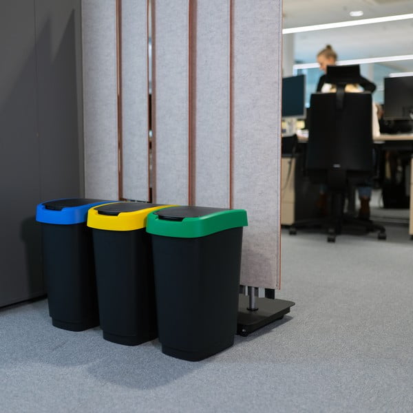 Črni koši za smeti za ločevanje odpadkov iz reciklirane plastike v kompletu 3 ks 25 l Twist – Rotho-image-3