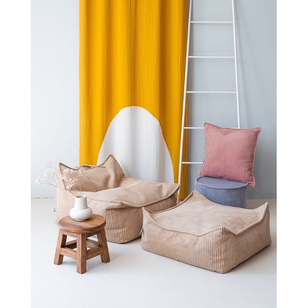 Svetlo rjava otroška vreča za sedenje iz rebrastega žameta Square – Wigiwama-image-3