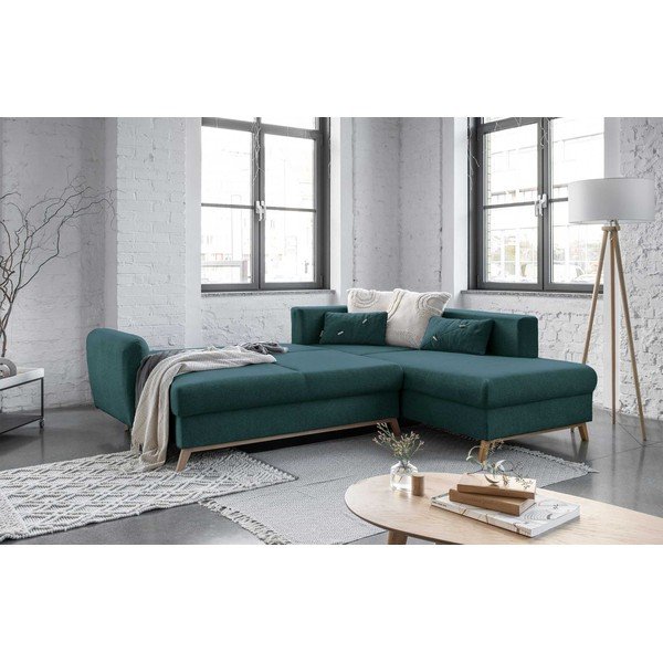 Turkizna raztegljiva sedežna garnitura Miuform Scandic Lagom L, desni kot-image-4