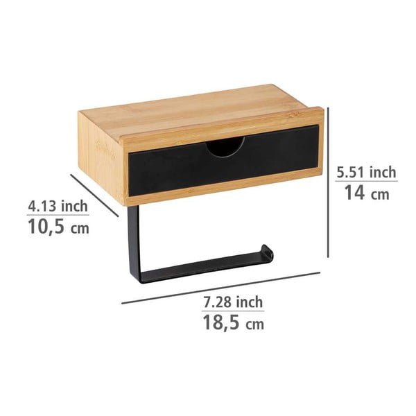 Črno držalo za toaletni papir z bambusovo oblogo Wenko-image-4