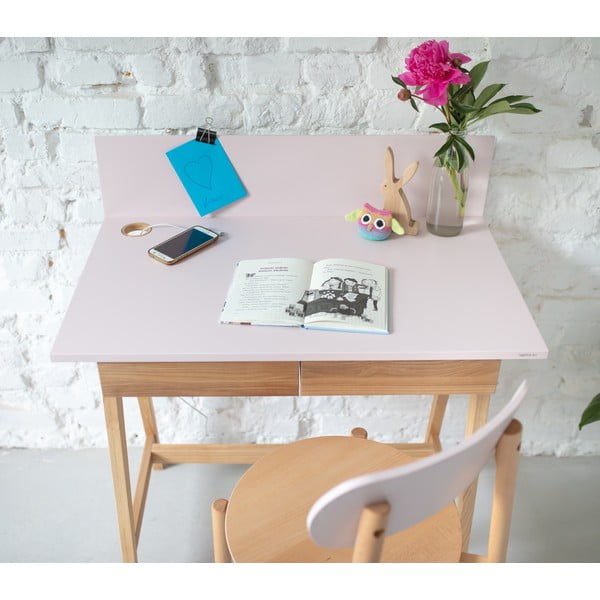 Siva pisalna miza s podnožjem iz jesenovega lesa Ragaba Luka, dolžina 85 cm-image-3