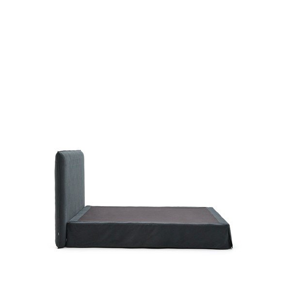 Antracitno siva oblazinjena zakonska postelja 180x200 cm Jaira – Kave Home-image-3