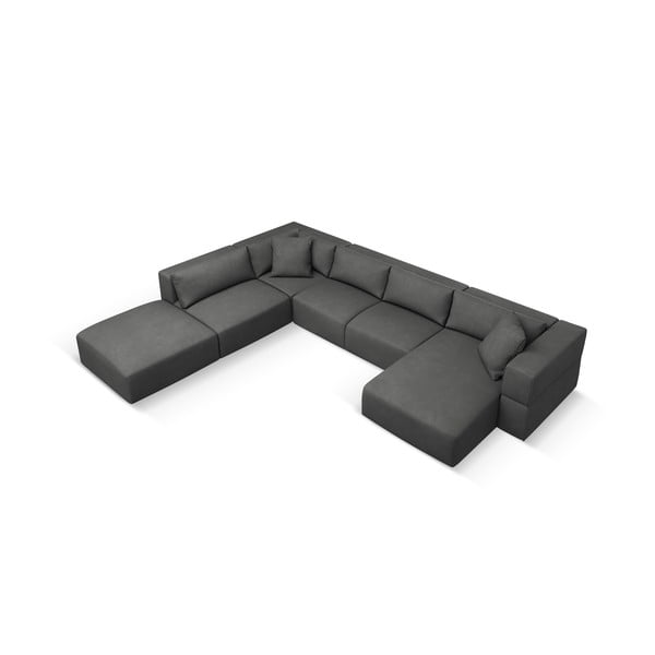 Temno siva kotna sedežna garnitura (levi kot/v obliki črke "U") Esther – Milo Casa-image-2