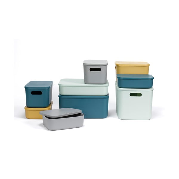 Svetlo zelena plastična škatla za shranjevanje s pokrovom 35,5x25,5x23 cm – Homéa-image-3