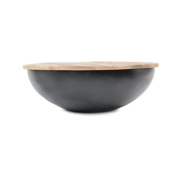 Črna mizica za kavo z zgornjim delom iz mangovega lesa LABEL51 Tagari, Ø 91 cm
