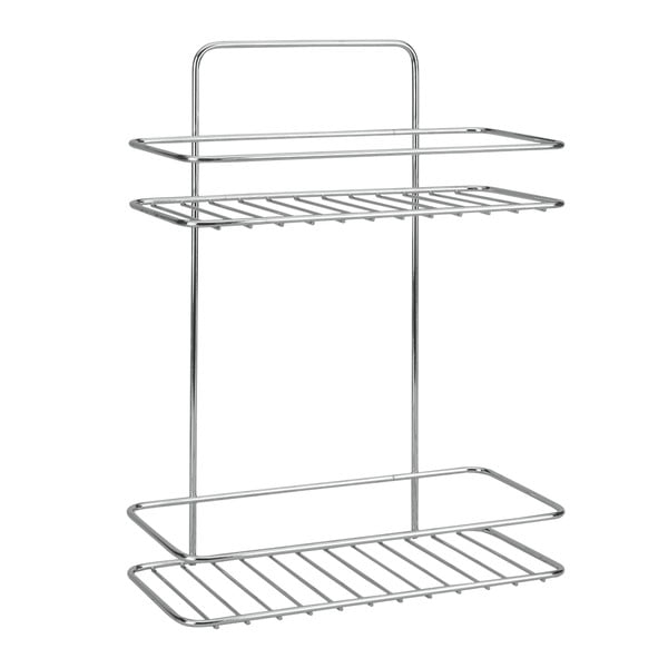 Jeklena viseča kopalniška polica v sijajno srebrni barvi z namestitvijo brez vrtanja Luxy – Metaltex