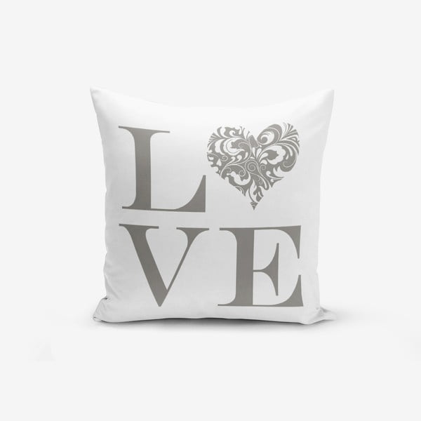Prevleka za vzglavnik iz mešanice bombaža Minimalist Cushion Covers Love Grey, 45 x 45 cm