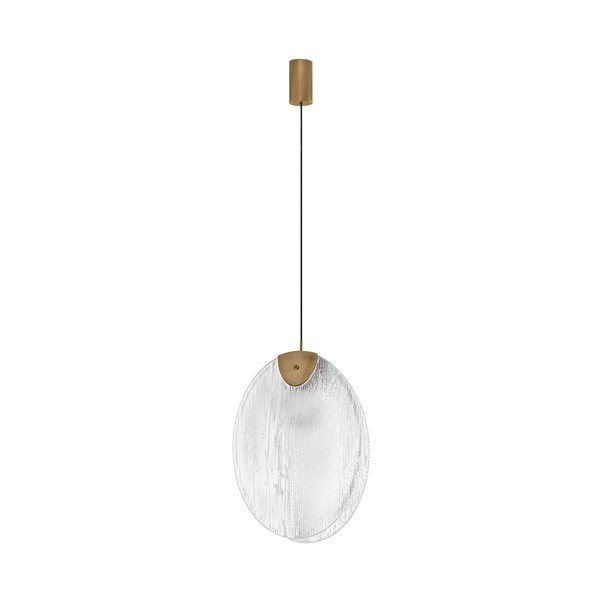 Medeninasta jeklena LED viseča svetilka s steklenim senčilom Shelina – Nova Luce