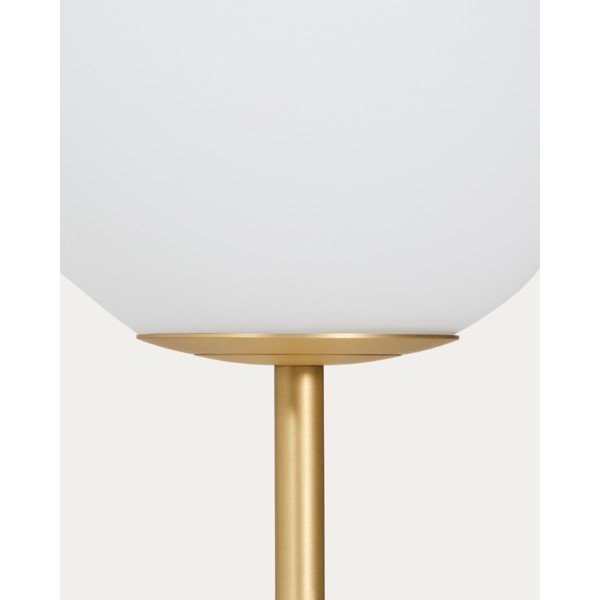 Bela/v zlati barvi stoječa svetilka s steklenim senčilom (višina 155 cm) Brisia – Kave Home-image-2