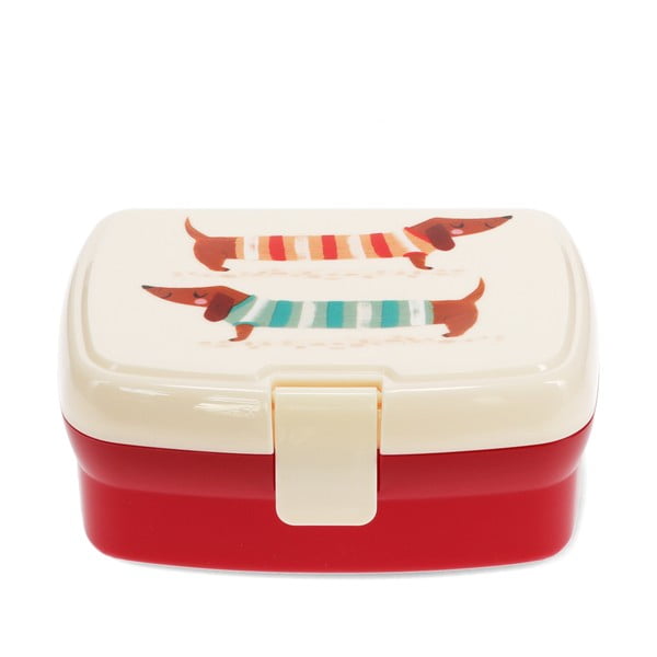 Rdeče-kremno bela otroška posoda za malico Sausage Dog – Rex London