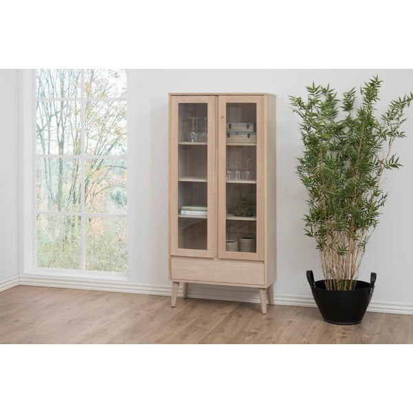 Vitrina v hrastovem dekorju v naravni barvi 80x178 cm Nagano – Actona-image-1