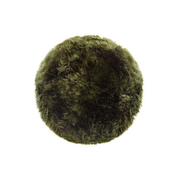 Temno zelena preproga iz ovčje kože Royal Dream Zealand, ⌀ 70 cm