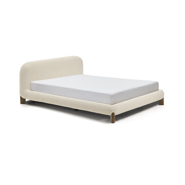 Bež oblazinjena zakonska postelja brez letvenega dna 160x200 cm Odina – Kave Home