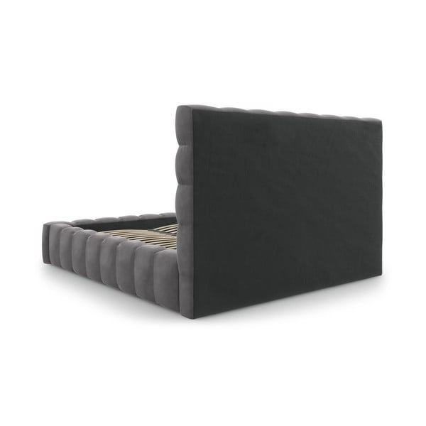 Siva oblazinjena zakonska postelja s prostorom za shranjevanje in letvenim dnom 180x200 cm Bali – Cosmopolitan Design-image-4