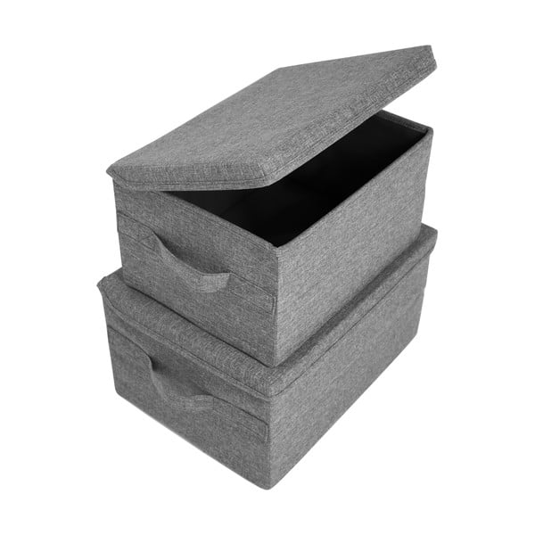 Siva tekstilna škatla za shranjevanje s pokrovom 40x30x22 cm Soft Storage – Bigso-image-2