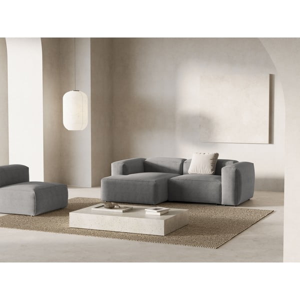 Svetlo siva kotna sedežna garnitura iz rebrastega žameta (levi kot/z ležalnikom) Bergamo – Cosmopolitan Design-image-1