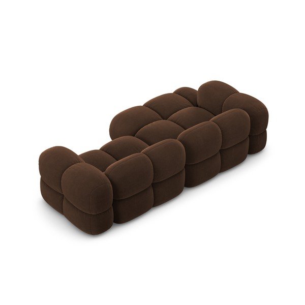 Temno rjava žametna kotna sedežna garnitura (levi kot/z ležalnikom) Loretto – Cosmopolitan Design-image-4