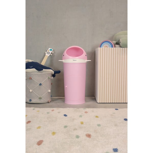 Rožnat plastičen koš za plenice 25 l Whale – Kindsgut-image-1