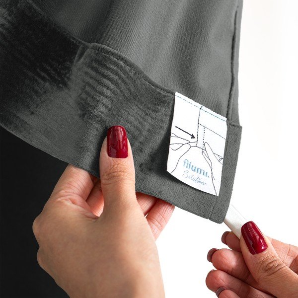 Temno siva žametna zavesa za delno zatemnitev 265x175 cm Velto – Filumi-image-4