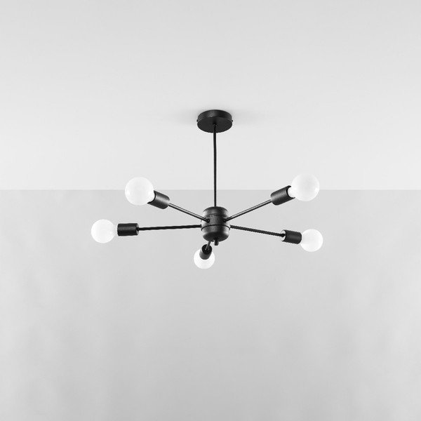 Črna stropna svetilka 66x66 cm Benedett – Sollux-image-3