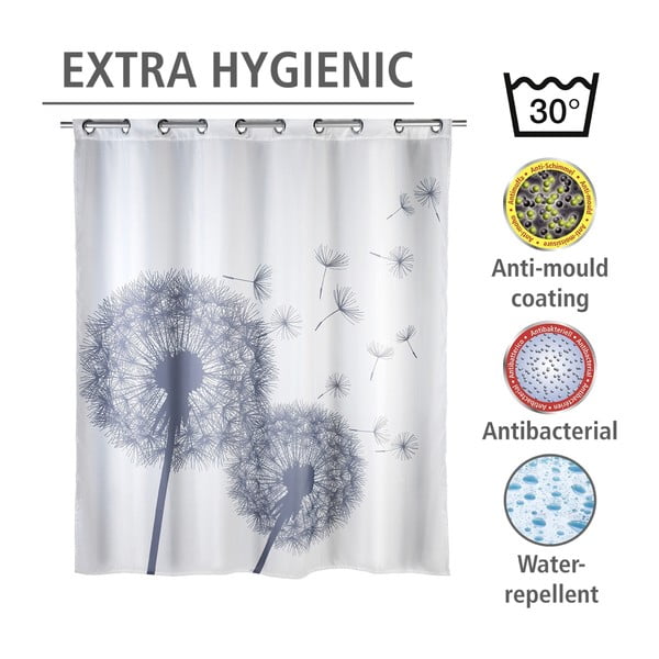 Bela zavesa za tuš s prevleko proti plesni Wenko Dandelions, 180 x 200 cm-image-4