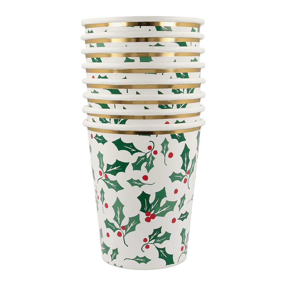 Papirnati kozarčki za enkratno uporabo v kompletu  8 ks Holly Pattern
