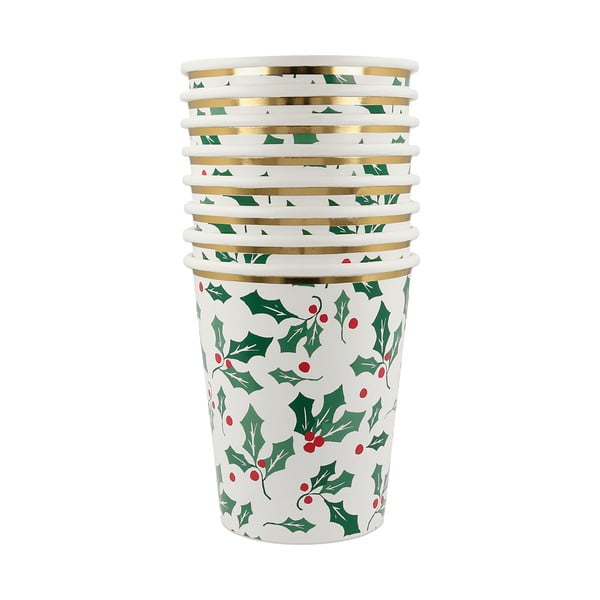 Papirnati kozarčki za enkratno uporabo v kompletu  8 ks Holly Pattern – Meri Meri-image-2