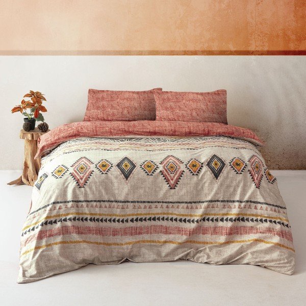 Opečnato oranžna/rjava podaljšana posteljnina za zakonsko posteljo iz renforce bombaža 240x220 cm Felix – Mijolnir