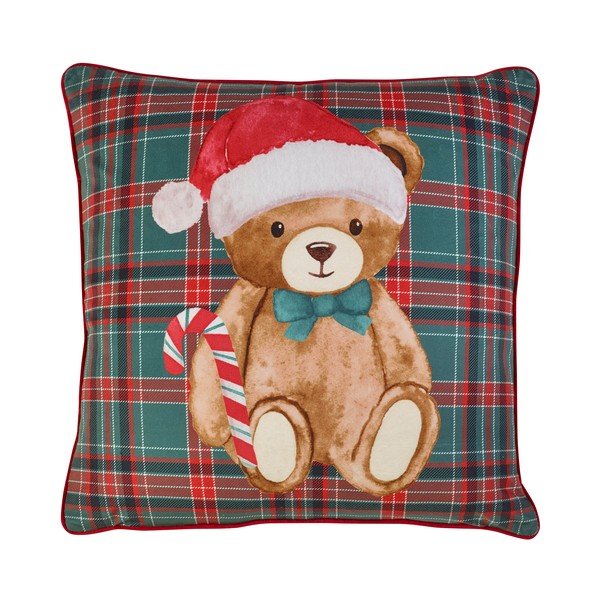 Okrasna blazina z božičnim motivom 45x45 cm Christmas Tartan Teddy Bear – Catherine Lansfield