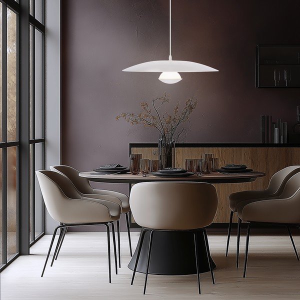 Bela LED viseča svetilka s kovinskim senčilom Lund – Candellux Lighting-image-2