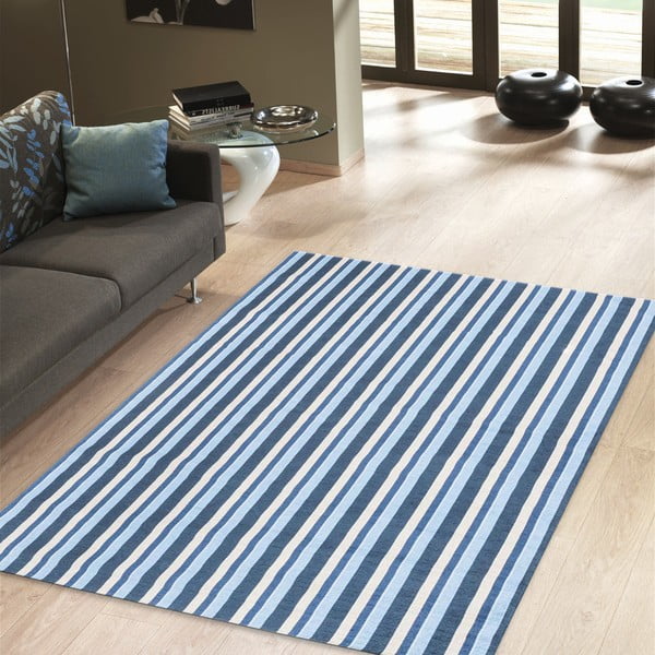 Zelo trpežna kuhinjska preproga Webtappeti Stripes Blue, 130 x 190 cm