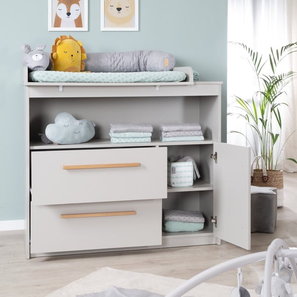 Svetlo siva otroška komoda s previjalnim pultom 107x98x75 cm Lea – Roba-image-1