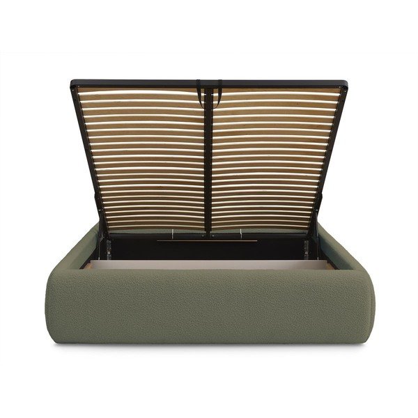 Temno zelena oblazinjena zakonska postelja s prostorom za shranjevanje brez vzglavja z letvenim dnom 180x200 cm Inera – Bobochic Paris-image-4