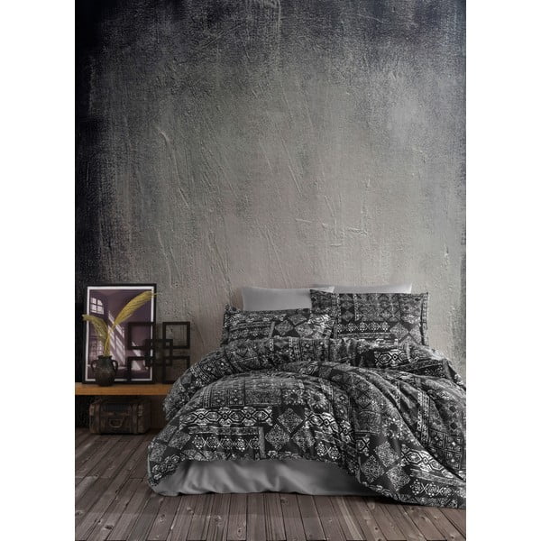 Črna posteljnina iz bombažnega satena za zakonsko posteljo Primacasa by Türkiz Route, 220 x 220 cm