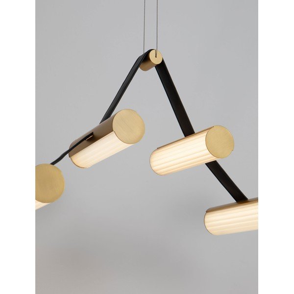 Medeninasta aluminijasta LED zatemnitvena viseča svetilka s steklenim senčilom Luma – Nova Luce-image-2
