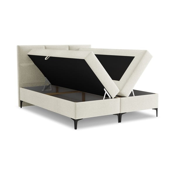 Bež boxspring postelja s prostorom za shranjevanje 180x200 cm Pakalana – Makamii-image-1