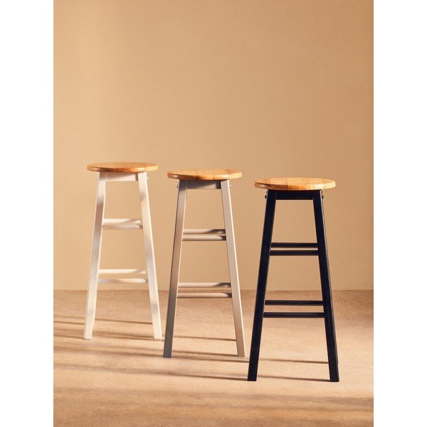 Črn/v naravni barvi barsko stol iz masivnega kavčukovca (višina sedeža 74 cm) Chester – Premier Housewares-image-3