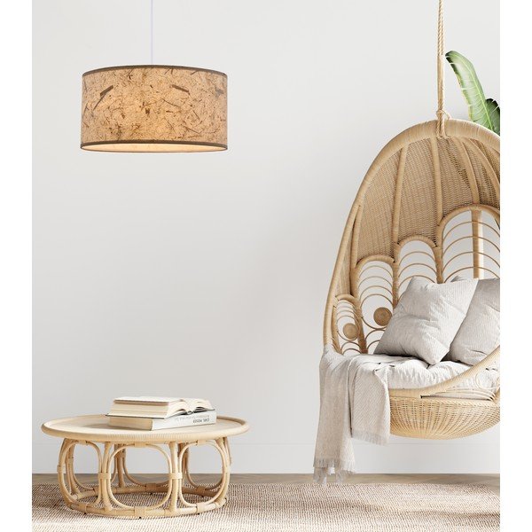 Bež viseča svetilka s tekstilnim senčnikom ø 30 cm Papirus – Candellux Lighting-image-1