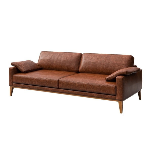Rdeče-rjava usnjena zofa MESONICA Musso, 211 cm-image-2