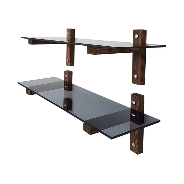 Rjave steklene police v kompletu 2 ks 85 cm Villy – Kalune Design