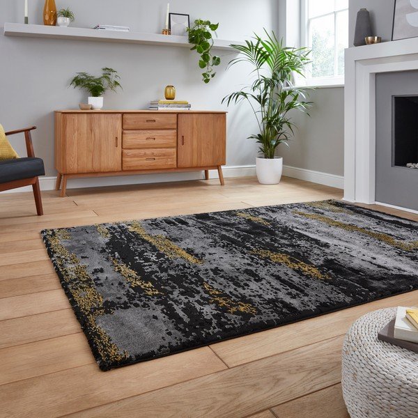 Črna/zlata preproga 200x290 cm Craft – Think Rugs-image-1