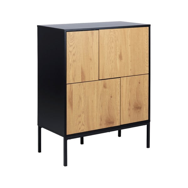 Črna visoka komoda v hrastovem dekorju 80x103 cm Seaford – Actona-image-2