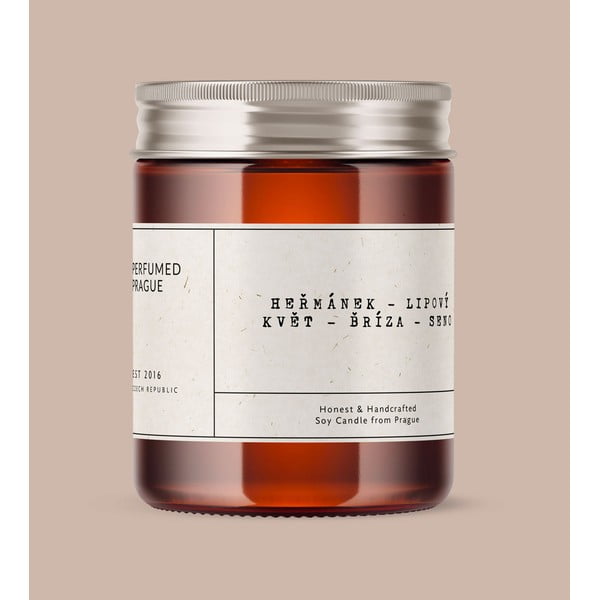 Dišeča sveča iz sojinega voska čas gorenja 40 h #57 Chamomile, Linden, Birch – Perfumed Prague-image-1