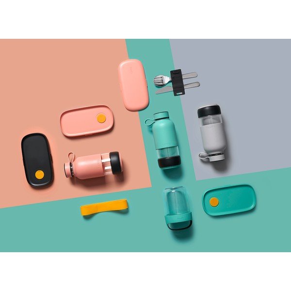 Turkizna steklena steklenica za vodo za na pot 500 ml To Go – Lékué-image-1