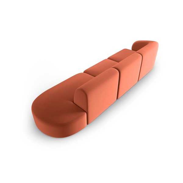 Rožnata žametna sedežna garnitura levi kot 311 cm Paolo – Milo Casa-image-3