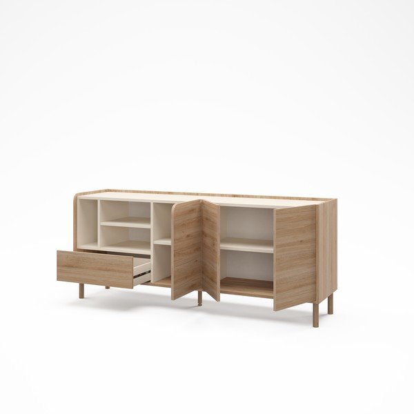 Komoda v hrastovem dekorju v naravni barvi 180x75,5x44 cm Monza – Marckeric-image-2