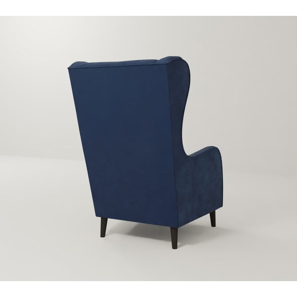 Temno moder žameten fotelj z naslonom Carole – Ropez-image-2